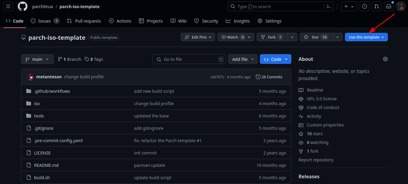 Fork The Template Repo - Parch Linux Developer Docs